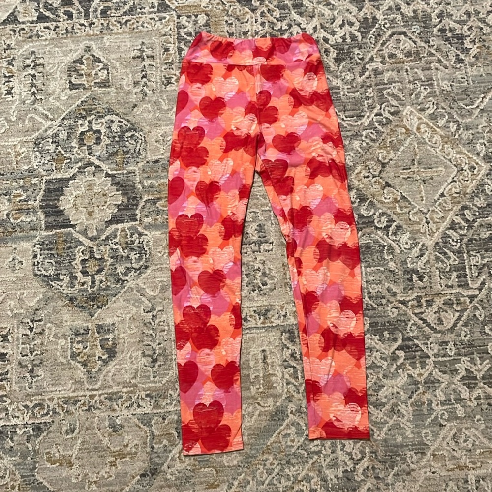 LulaRoe pink heart leggings size 10-12